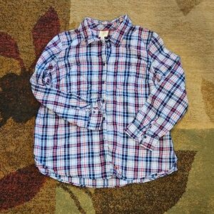 St. John's Bay Blue and Red Plaid Button Down Shirt